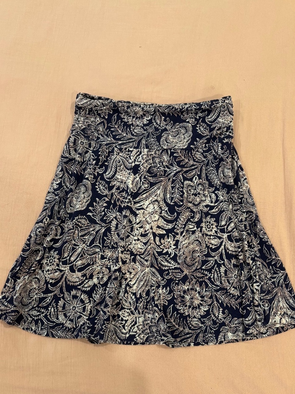 Blue Floral Pattern Skirt
